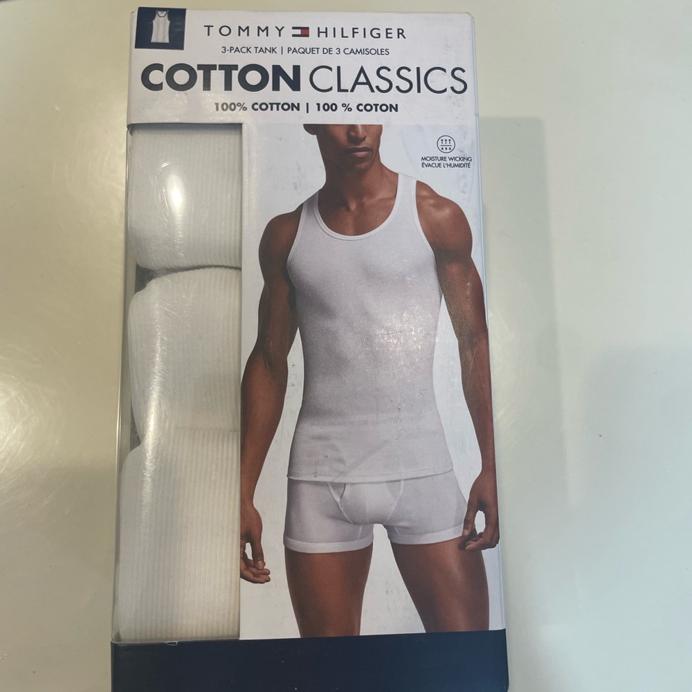 Tommy Hilfiger Men's Cotton Classics White Tank 3-Pack